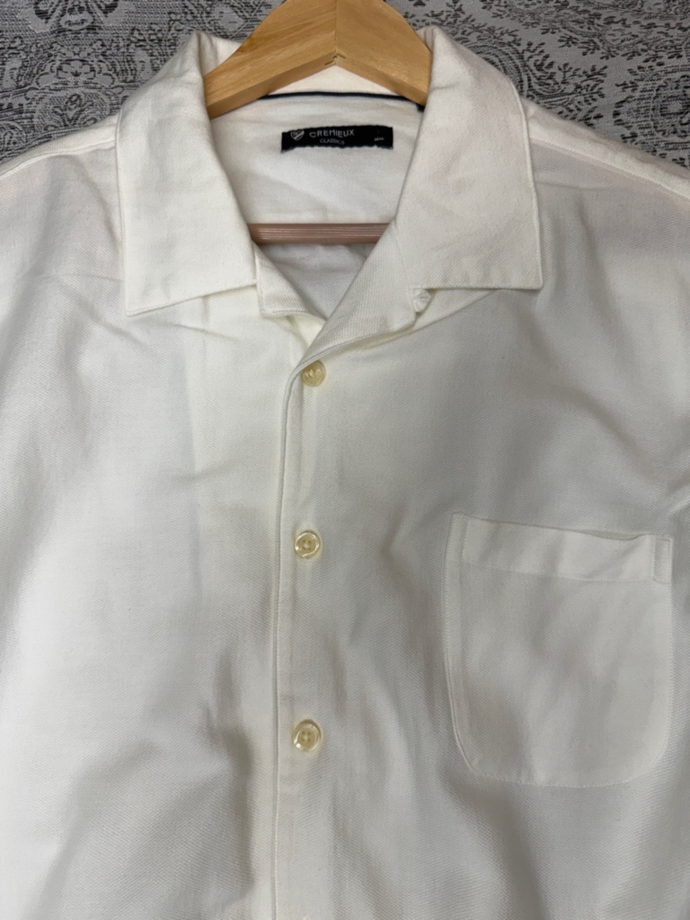 Daniel Cremieux Ivory/Cream Short-Sleeve Button-Down Shirt - Large